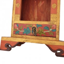 temple domestique bouddhiste tibétain en bois peint à la main