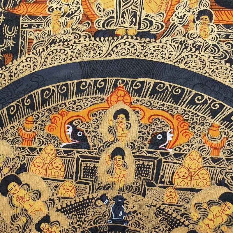 Thangka tibétaine "La vie du Bouddha"