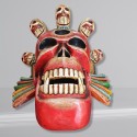 Masque tibétain Garuda sculpté en bois, et peint à la main
