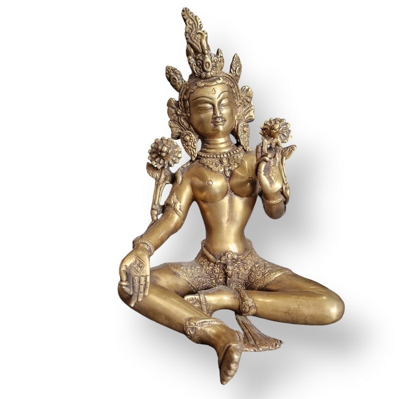 Très belle statue de Tara verte élaboré dans les ateliers de Patan 