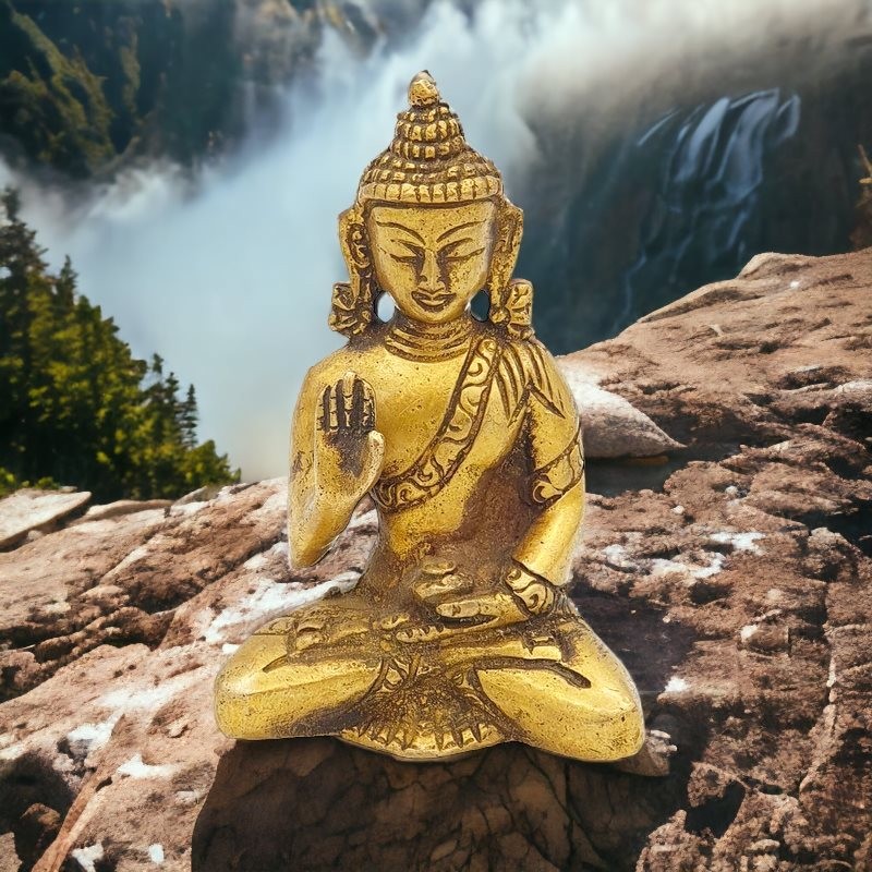 Statuette de Bouddha en laiton  abhaya-mudra