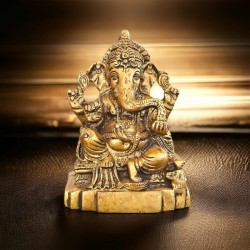 Très jolie statue de Dieu Ganesh en finition naturelle