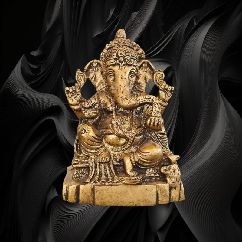 Très jolie statue de Dieu Ganesh en finition naturelle