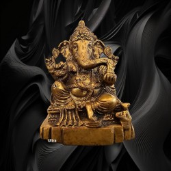 Très jolie statue de Dieu Ganesh en finition naturelle
