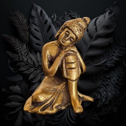 Petite statuette de bouddha en laiton au repos