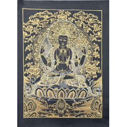 Thangka Chenrezig à quatre bras – Bouddha de compassion