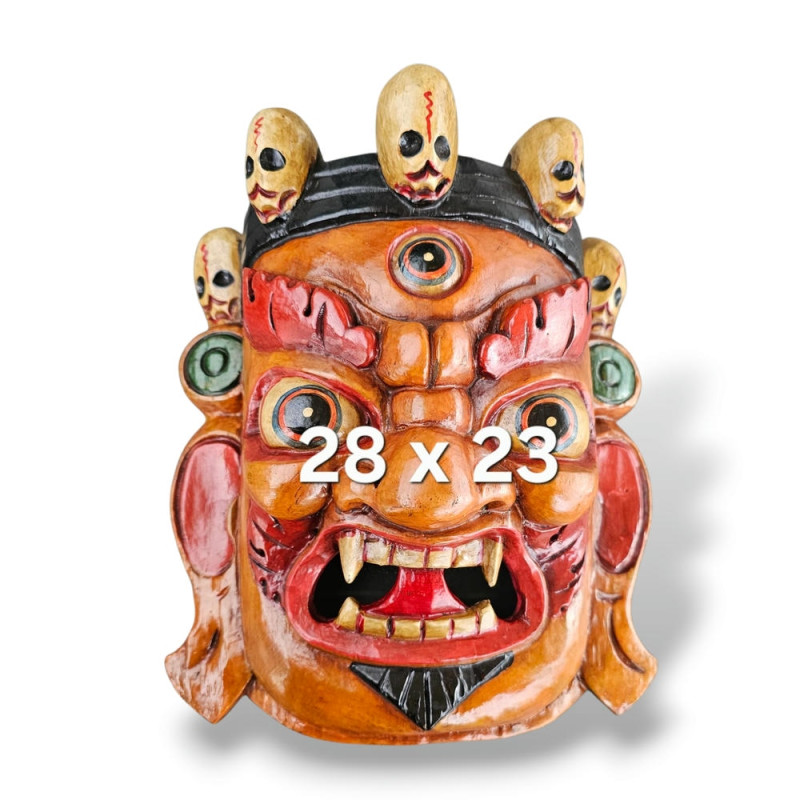 Masque tibétain en bois peint pour le rituel bouddhiste tibétain
