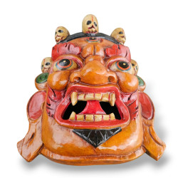 Masque tibétain en bois peint pour le rituel bouddhiste tibétain