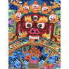 Grande thangka tibétaine Roue de la vie détaillée