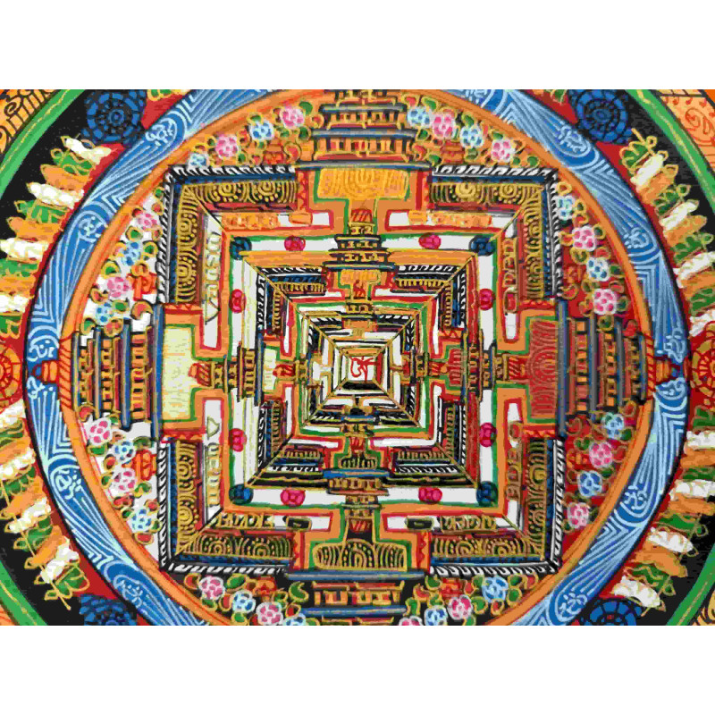 Mandala tibétain de Kalachakra – Palais sacré multicolore