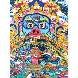 Grande thangka Roue de la vie – Bhavachakra tibétain