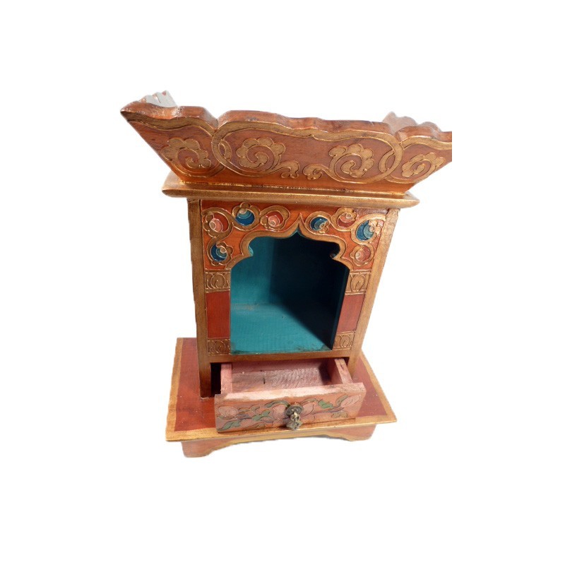 petit autel tibétain en bois peint à la main
