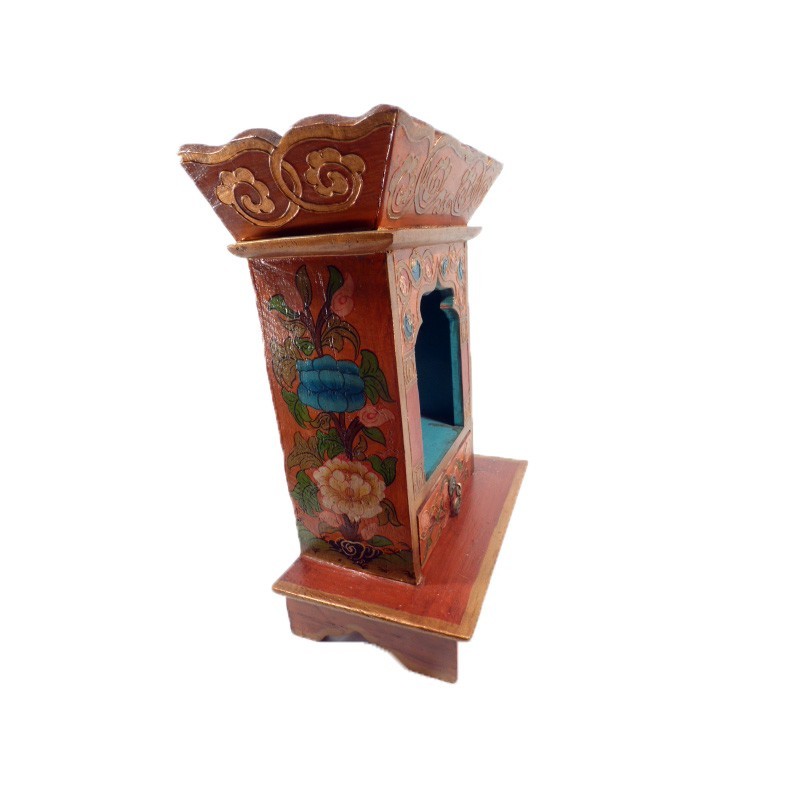 petit autel tibétain en bois peint à la main