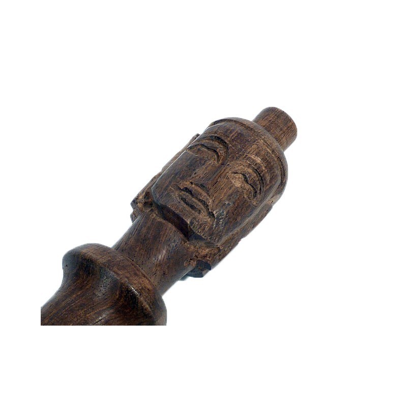 stick  bol chantant tête de Bouddha sculptée
